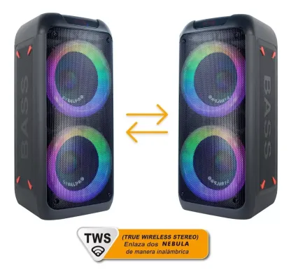 Bocina Portatil Bluetooth Steelpro Nebula Negro Suspension de Aire