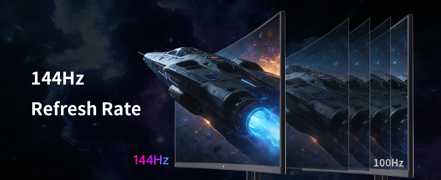 Ktc 27" 2560x1440 Curved VA Gaming Monitor for Gaming Stuff, 1500R 144Hz/120Hz Refresh Rate, HDR400 400nits, Adaptive Sync, 2x HDMI 2.0, DP 1.4, VESA 100x100 PC Monitor, Model H27S5C