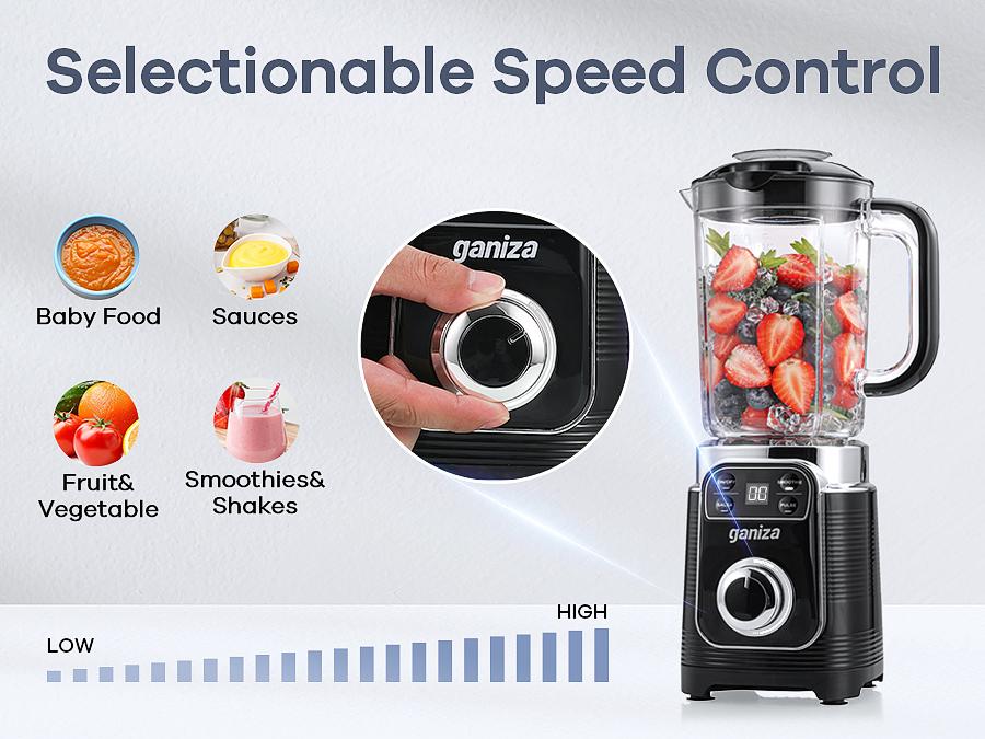Ganiza Professional 12-in-1 Multifunctional Juicer Portable Blender - 1100W Motor, 25000 RPM, 8 Auto Programs, 64 oz Large Capacity, Dishwasher Safe, Silicone-Enhanced, for Frozen Fruits & Ice, Recipe-Compatible Kitchen Supplies Food Processor