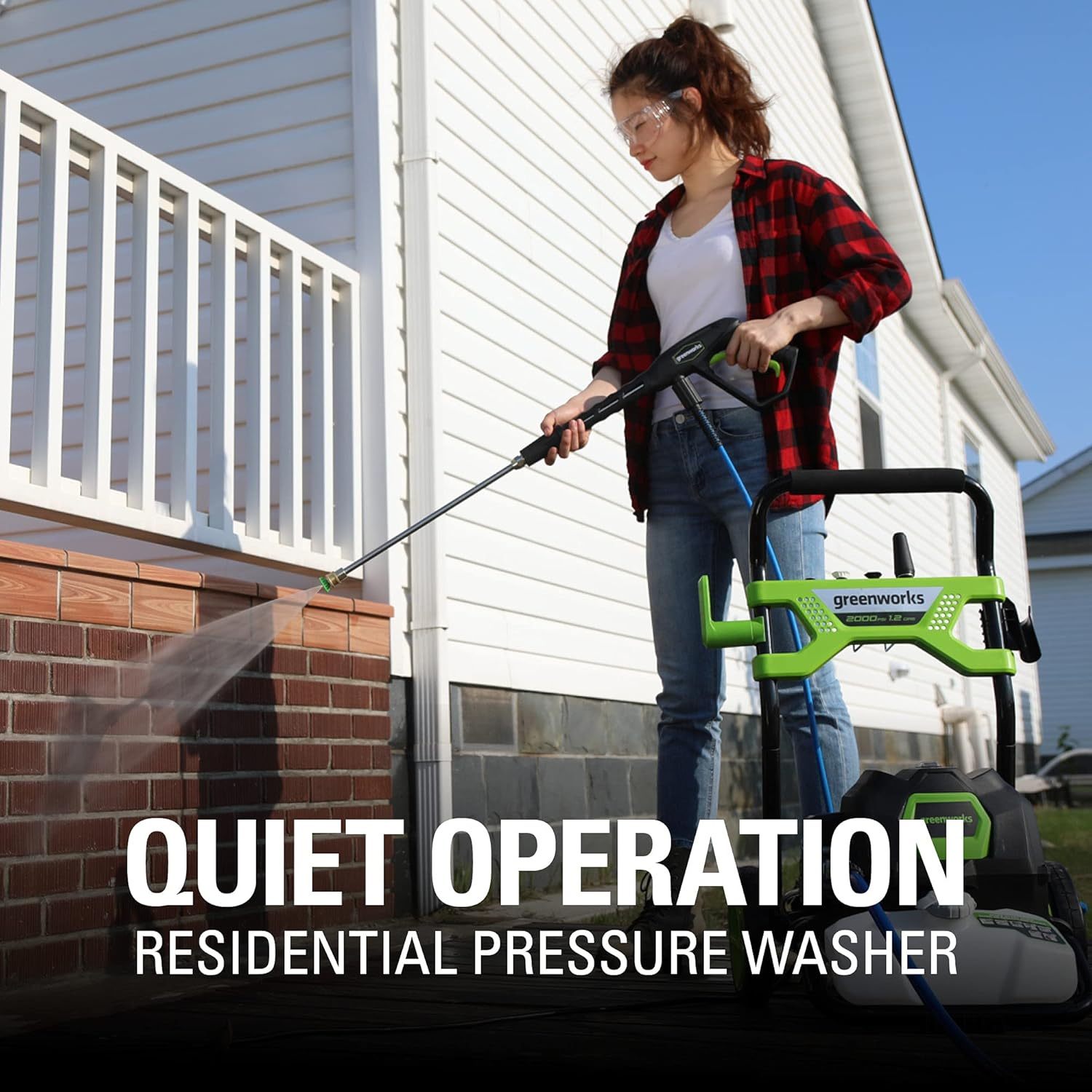 Greenworks Lavadora a presión GPW2003 (Marco Abierto), 2000 PSI 1.2 GPM, Hidrolavadora con garantía Premium