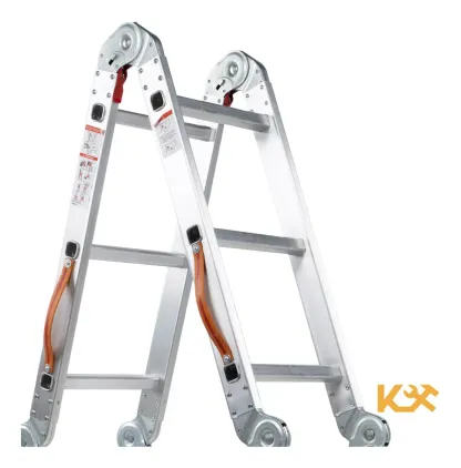 Escalera De Aluminio Multiposiciones Plegable KMEM35 Kingsman De 3.5 Metros Con 12 Peldaños Y Charolas Tipo Tijera Andamio Para 150 kg
