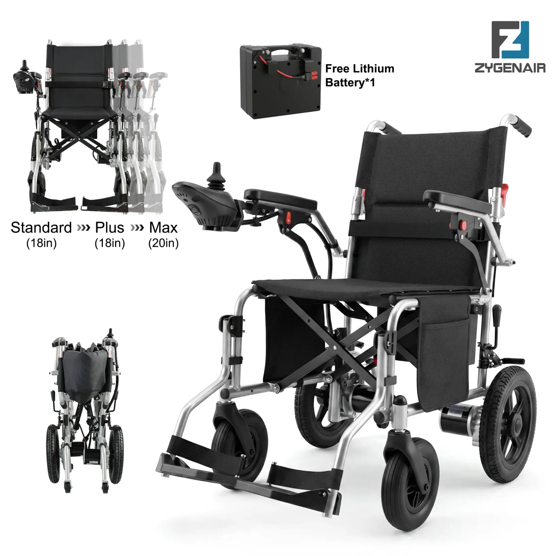 Silla de ruedas eléctrica Zygenair: ligera y plegable.