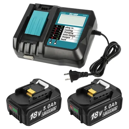 Amityke: Paquete de 2 baterías de iones de litio de 18 V y 5000 mAh con cargador