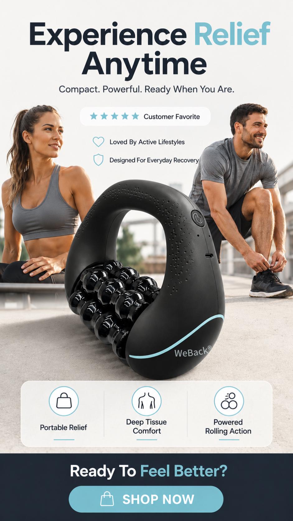 [Father's Day Gift] WeBack Handheld electric rolling massager provides full-body relief for deep tissues and muscle with 3-speed rotation. summerwins