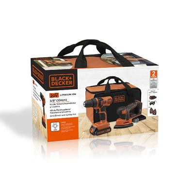 TALADRO Y LIJADORA 20 V CON HIELERA NARANJA