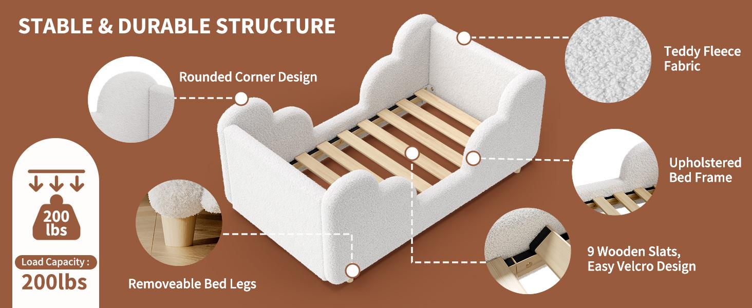 Lilypelle Toddler Bed Frame, With Detachable Safety Railing, CPSC Certified Boy and Girl Crib, Standard Crib, Certified Fabric Toddler Bed Frame, Excluding Mattress summerwins,dorm essentials,home decor deskmakeover