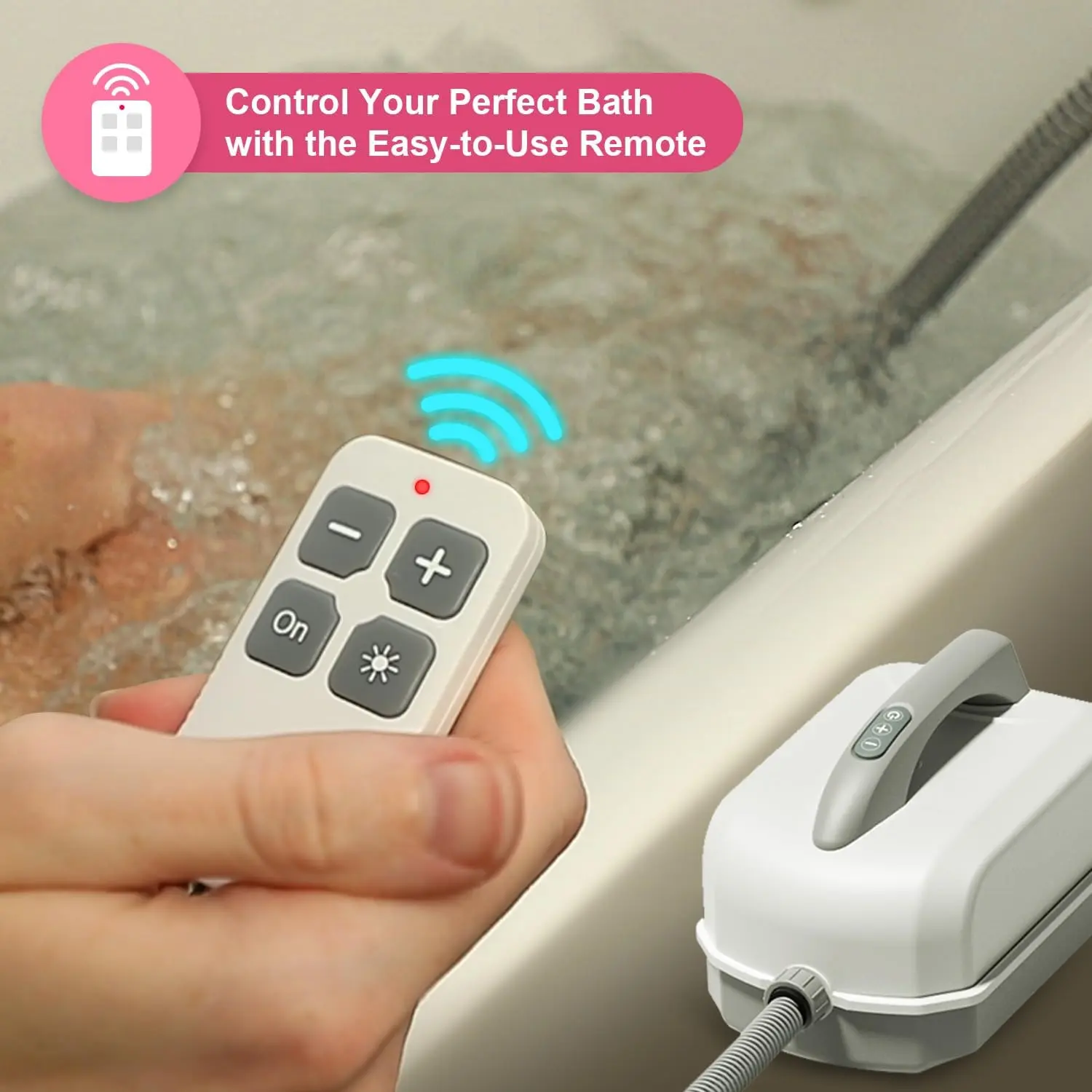 Bubble Bath Mat, Bathtub Mat with Air Massage and Remote Control, Waterproof, Non-Slip, Adjustable Bubble Intensity, Aroma Diffuser, 47x14.2 Inch Full Body Spa Massager