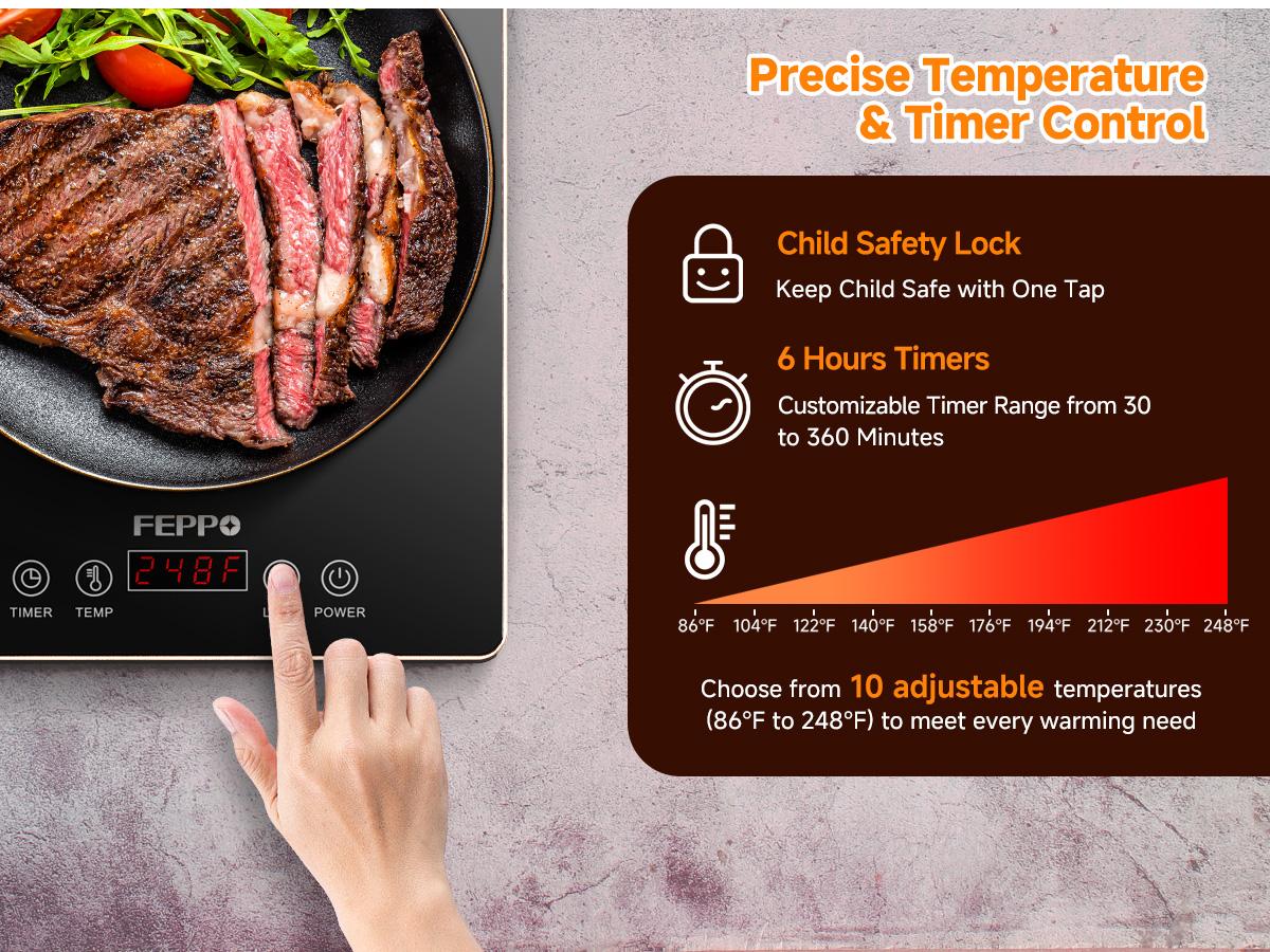 FEPPO Electric Warming Tray, 4-in-1 Food Warmers for Parties Buffet with 10 Temp Settings and Timer, 33"x15" Glass Surface Warming Mat for Food, Modular Buffet Hot Plates for Catering and Gatherings summerwins