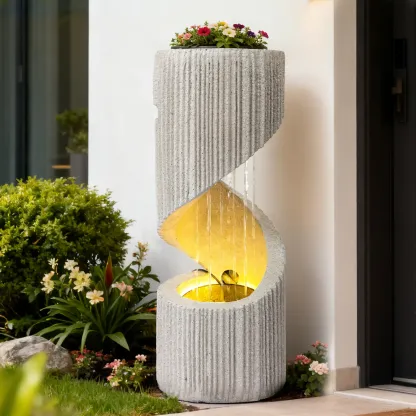 Fuente de agua moderna en espiral SOLVYA con LED para decoración de jardín