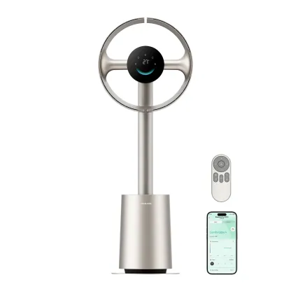 Ventilador de torre sin aspas DREAME MF10 para dormitorio, ventilador de pie inteligente con flujo de aire espacial de 270° para la circulación en toda la habitación, alta velocidad de 59ft/s, 10 velocidades y 3 modos, flujo de aire que se adapta a la tem