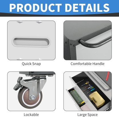 BIZOEIRON - clóset de almacenamiento de metal con ruedas, clóset de cochera con 1 puerta y 4 cajones, almacenamiento de herramientas rodantes, requiere montaje, color negro