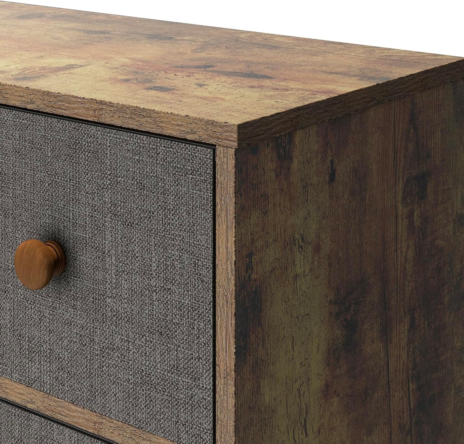 MU:4LIFE Cómoda Elegancia De 6 Cajones, Almacenamiento para Hogar Y Oficina, Organizador Cajonera De Estructura Madera y Cajones De Tela No Tejida y Cubiertas De MDF (Negro y Madera, 6 Cajones)