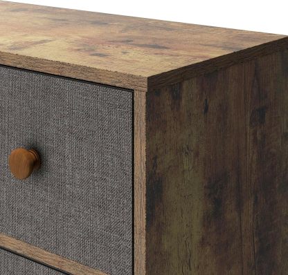 MU:4LIFE Cómoda Elegancia De 6 Cajones, Almacenamiento para Hogar Y Oficina, Organizador Cajonera De Estructura Madera y Cajones De Tela No Tejida y Cubiertas De MDF (Negro y Madera, 6 Cajones)