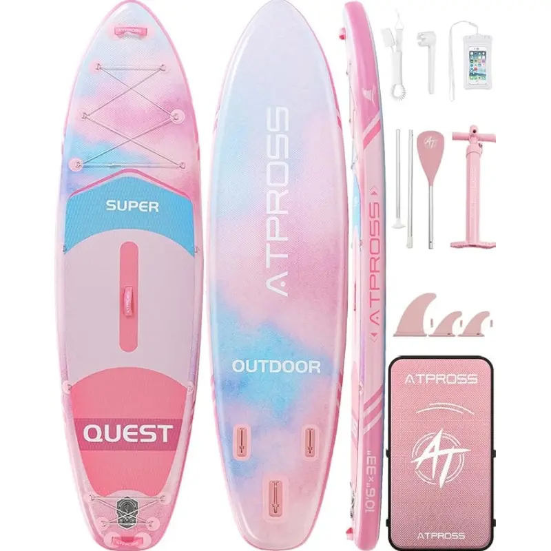 [DealsForYouDays] Tabla de paddle surf inflable de 3,20 m x 84 cm, SUP extra ancha de 181 kg con cubierta de EVA antideslizante, kit de accesorios premium, estable para yoga y pesca.