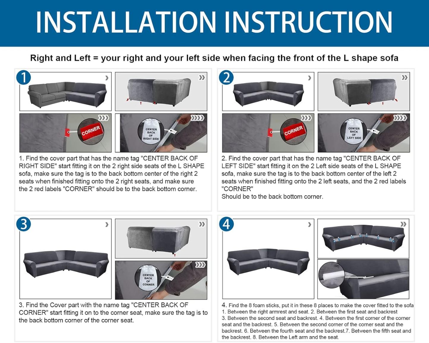 MIFXIN - Fundas de sofá de esquina seccionales de 5 asientos en forma de L, 3 piezas de terciopelo elástico, suave, lavable, protector de sofá para sofás de esquina de 5 plazas (negro)