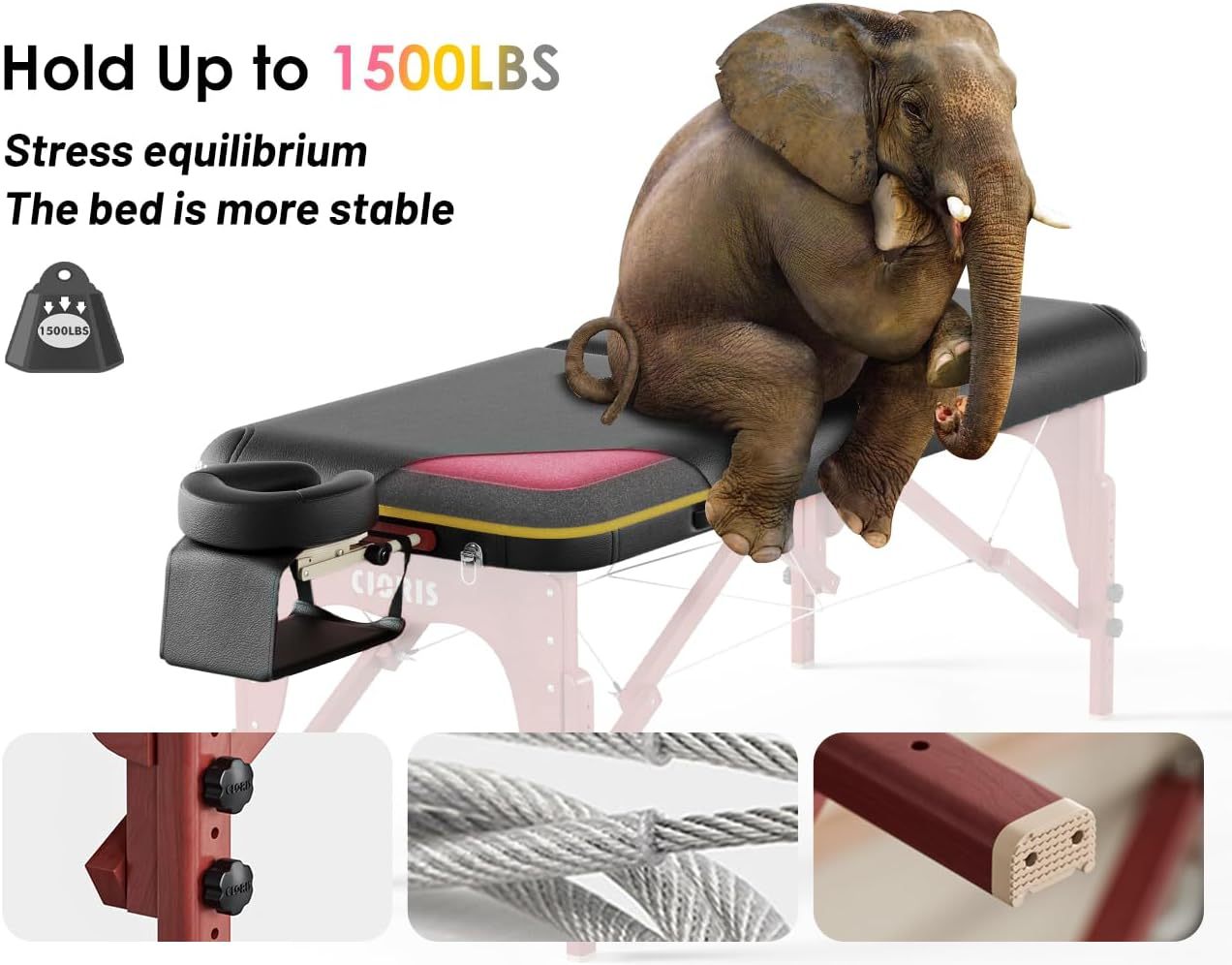 CLORIS - Mesa de masaje profesional de 84 pulgadas, portátil, de aluminio reforzado, con capacidad para hasta 1000 libras, 2 plegables, ligeras, para spa, salón, tatuaje, cama de masaje, altura