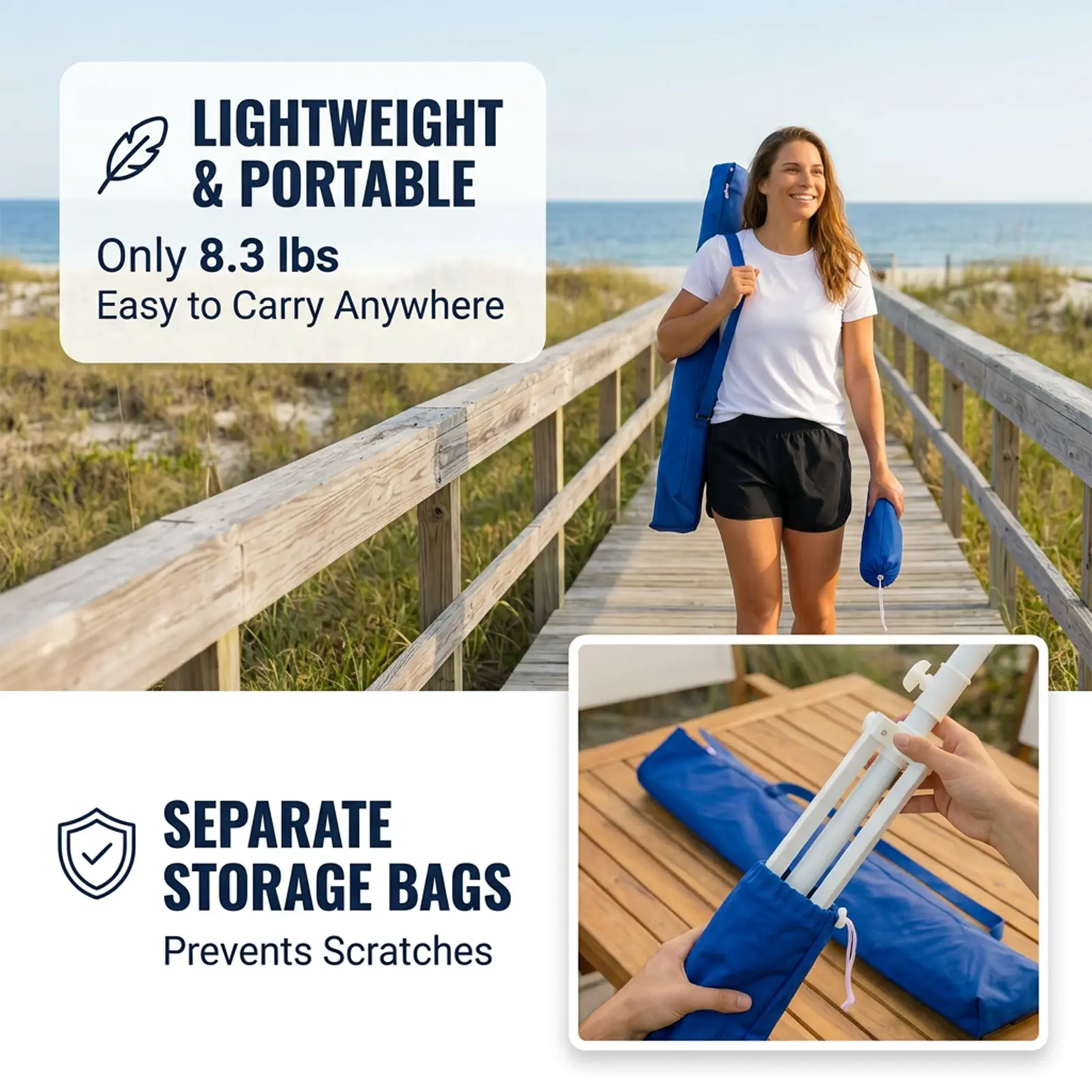 [Compra uno y llévate otro gratis] Sombrilla portátil con protección solar UPF 50+, base y accesorios.