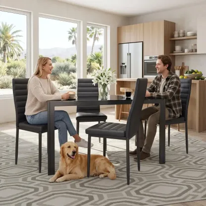 Juego de mesa de comedor de vidrio de 5 piezas de Gizoon para 4 personas - Diseño moderno