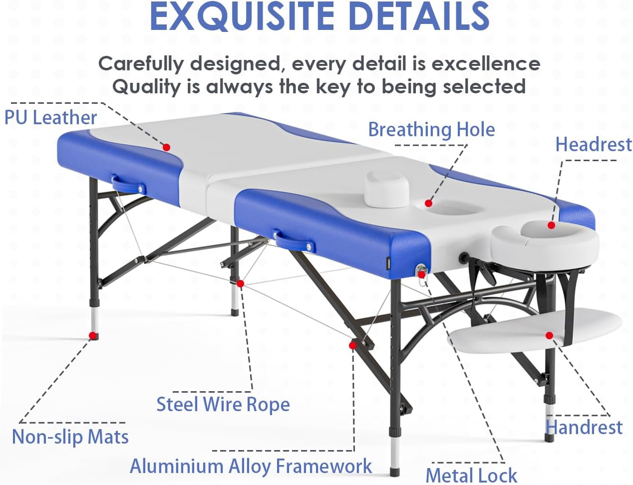 CLORIS - Mesa de masaje profesional de 84 pulgadas, portátil, de aluminio reforzado, con capacidad para hasta 1000 libras, 2 plegables, ligeras, para spa, salón, tatuaje, cama de masaje, altura