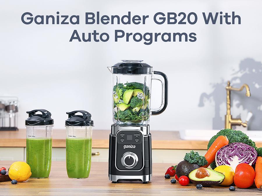 Ganiza Professional 12-in-1 Multifunctional Juicer Portable Blender - 1100W Motor, 25000 RPM, 8 Auto Programs, 64 oz Large Capacity, Dishwasher Safe, Silicone-Enhanced, for Frozen Fruits & Ice, Recipe-Compatible Kitchen Supplies Food Processor
