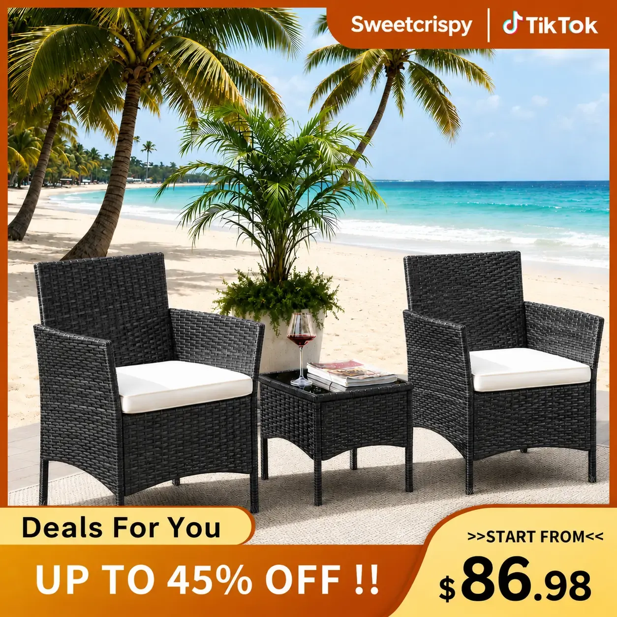 【Ofertas para ti】 Juego de muebles de patio de 3 o 4 piezas, muebles de exterior de ratán sintético (PE) con mesa de centro y cojines lavables; conjunto compacto tipo bistró ideal para balcones, jardines y zonas de piscina.