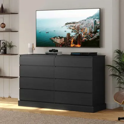 Cómoda doble moderna Sikaic de 8 cajones - Diseño sin tiradores