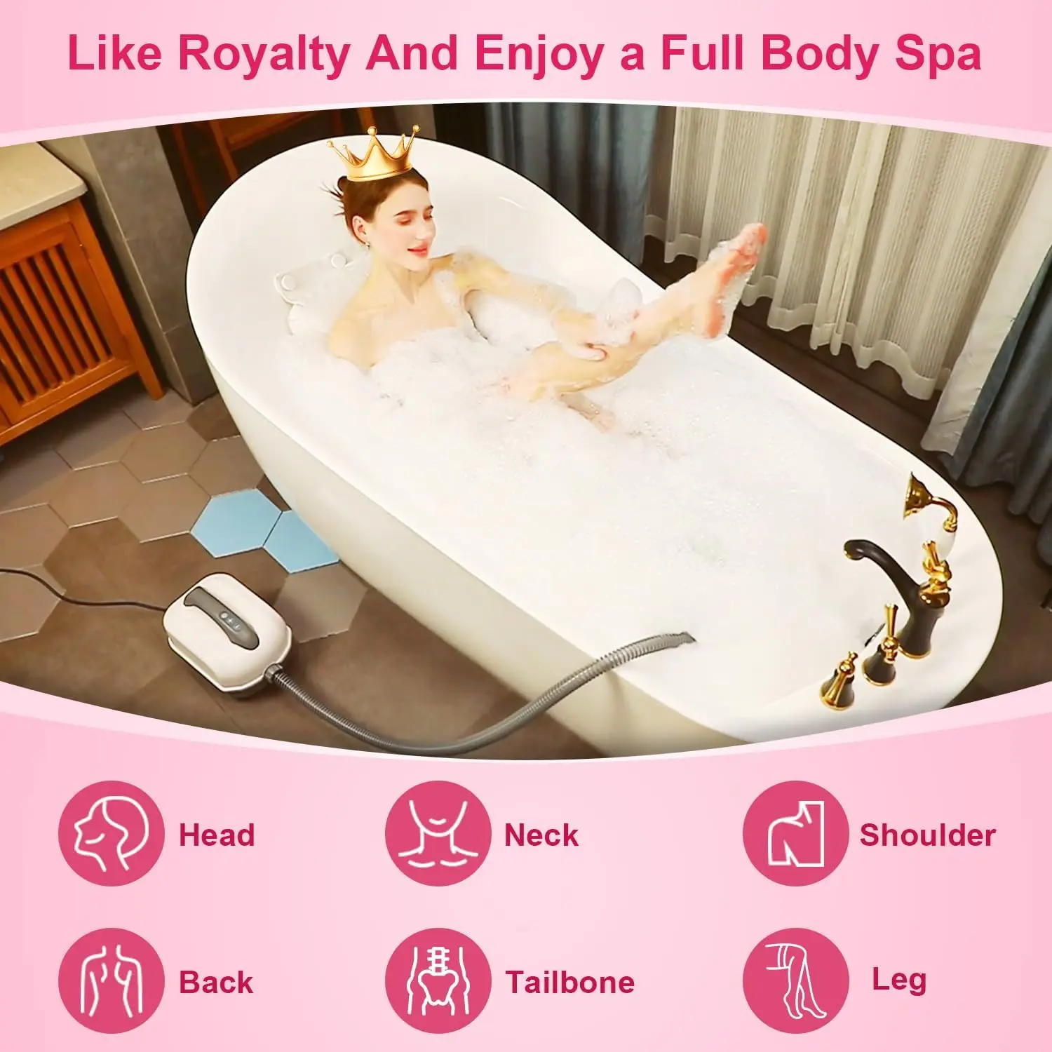 Bubble Bath Mat, Bathtub Mat with Air Massage and Remote Control, Waterproof, Non-Slip, Adjustable Bubble Intensity, Aroma Diffuser, 47x14.2 Inch Full Body Spa Massager