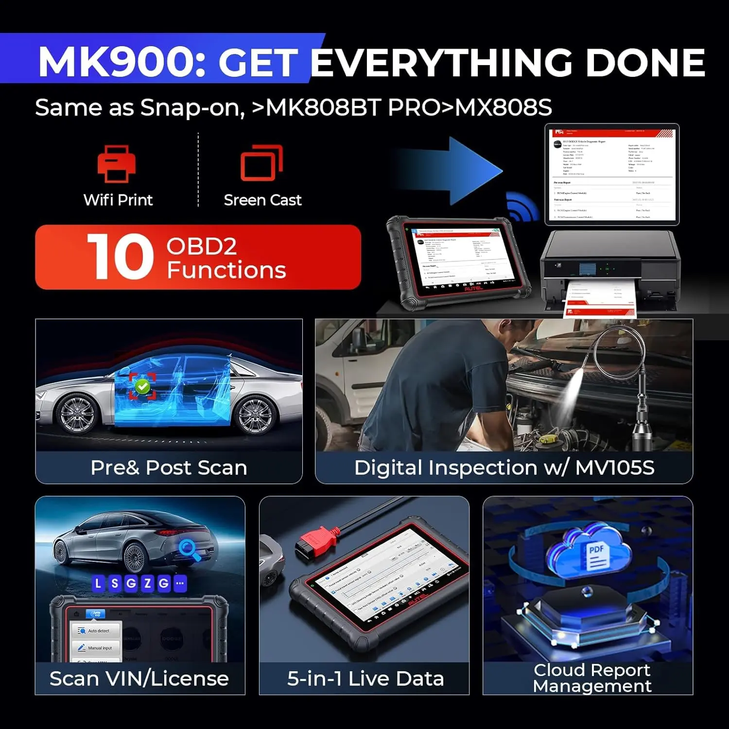 Escáner de diagnóstico para autos Autel MaxiCOM MK900 - Todos los sistemas