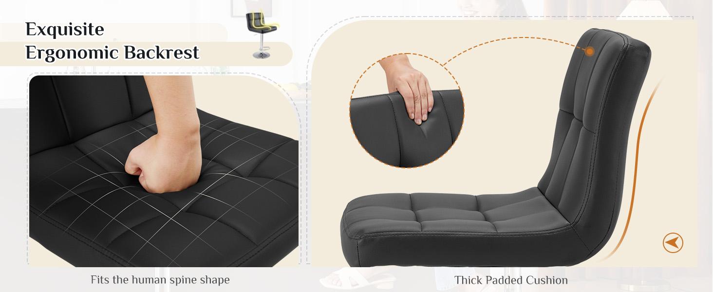 【Summer Sale】 Sweetcrispy S-Adjustable Height Barstools - PU Leather Swivel Chairs with Hydraulic Lift, Thick Seat Cushions, Backrests, Steel Frame, Home Decor Kitchen Counter Height Furniture