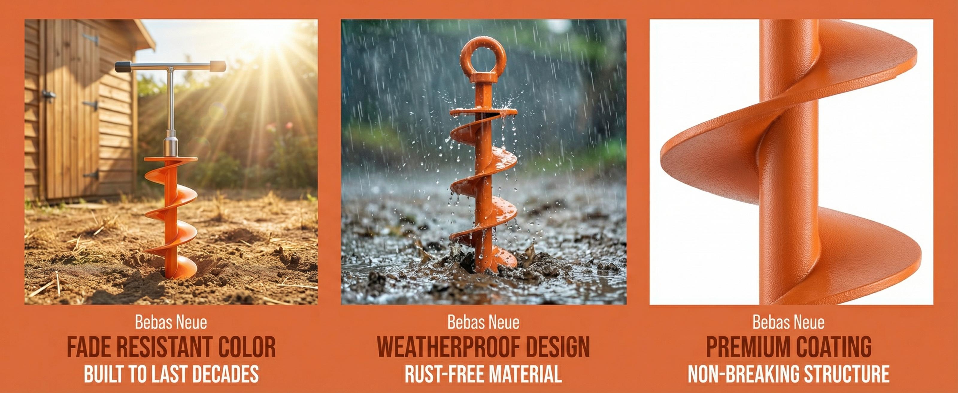 【Father's Day Gift】Ground Anchor Screw in Spiral Trampoline Anchors with Nut and Tool Swing Set Anchors Tent Stakes High Wind Heavy Duty for Sheds Carports Mobile Home Camping Tent Waterproof heavy-duty