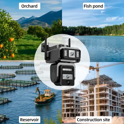 Cámara de seguridad WiFi Seckun Solar CCTV con foco, imagen nítida HD 1080P, PLR, detección de movimiento, visión nocturna a color, resistente al agua, color negro. Cámara de seguridad inalámbrica con doble lente, sin puntos ciegos, seguimiento automático