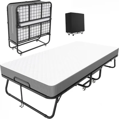 Cama plegable INTERGREAT con colchón, cama con ruedas