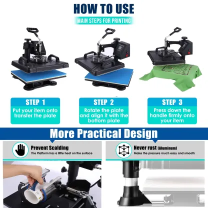 Máquina de prensa de calor 5 en 1 AKEYDIY de 12x15 pulgadas para camisetas