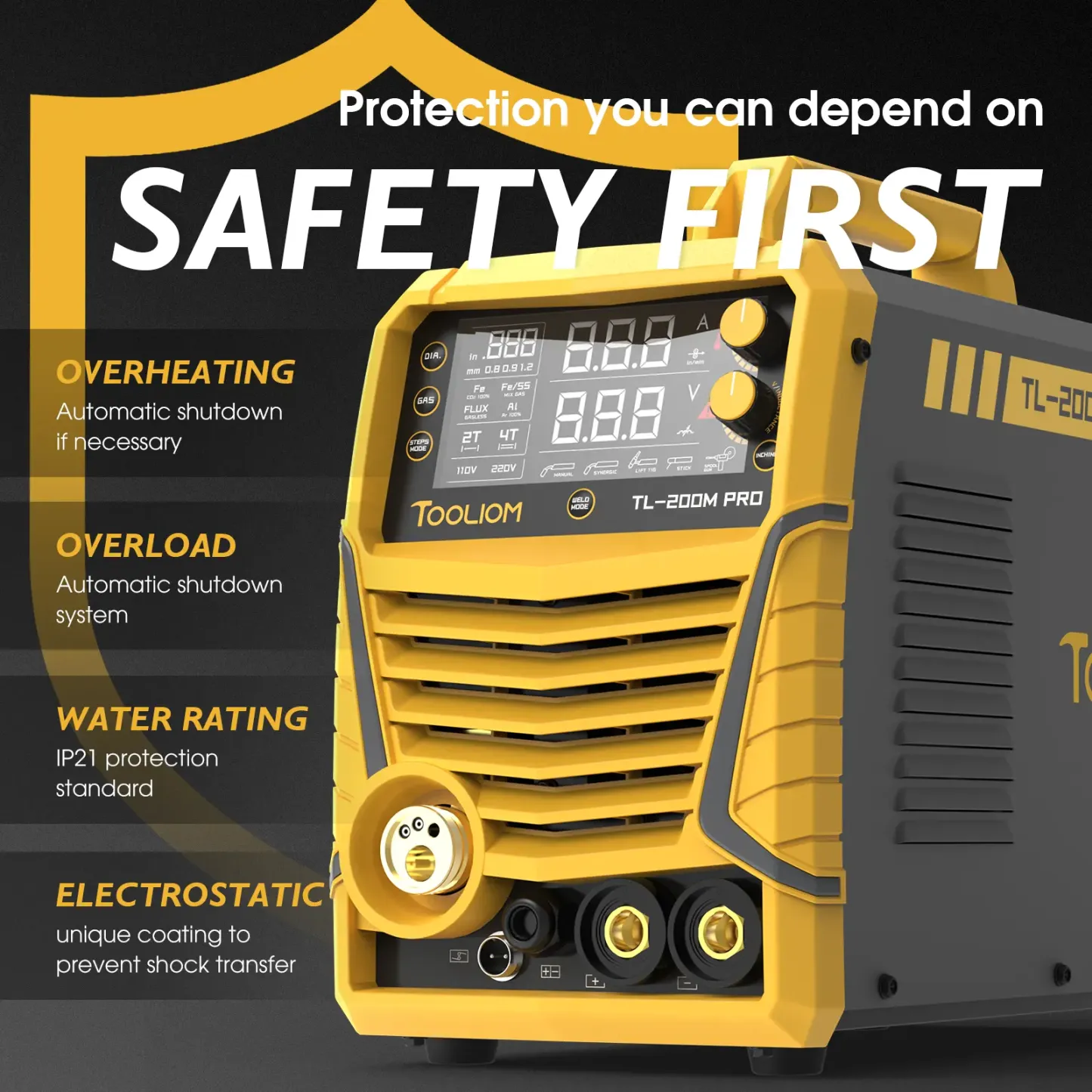 [fathersdaygift] TOOLIOM 200A Aluminum MIG Welder, 5-in-1 MIG/Flux MIG/Lift TIG/Stick/Spool Gun, 110/220V Dual Voltage Multifunctional Welding Machine