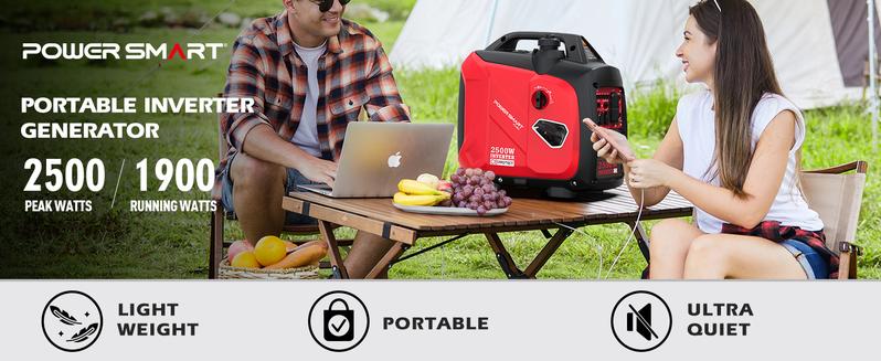 (Storm-Ready)Powersmart 2500W Inverter Gas Generator ,39-Pound RV Ready Outdoor Generator, Parallel Capability, Quiet Generator for Home Use,Camping,Low Fuel Consumption,Portable,Quiet Operation,Outdoor Use, Hurricane,Emergency(HB5020 HB5020C)