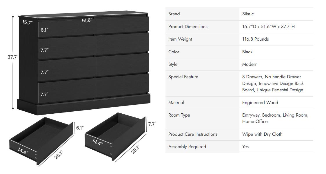 Sikaic 8 Drawers Dresser, Large Double Dressers, Dressers for Bedroom, Modern Chest of Drawers Storage Organizer for Bedroom, Living Room, Entryway DealsForYouDays Summerwins