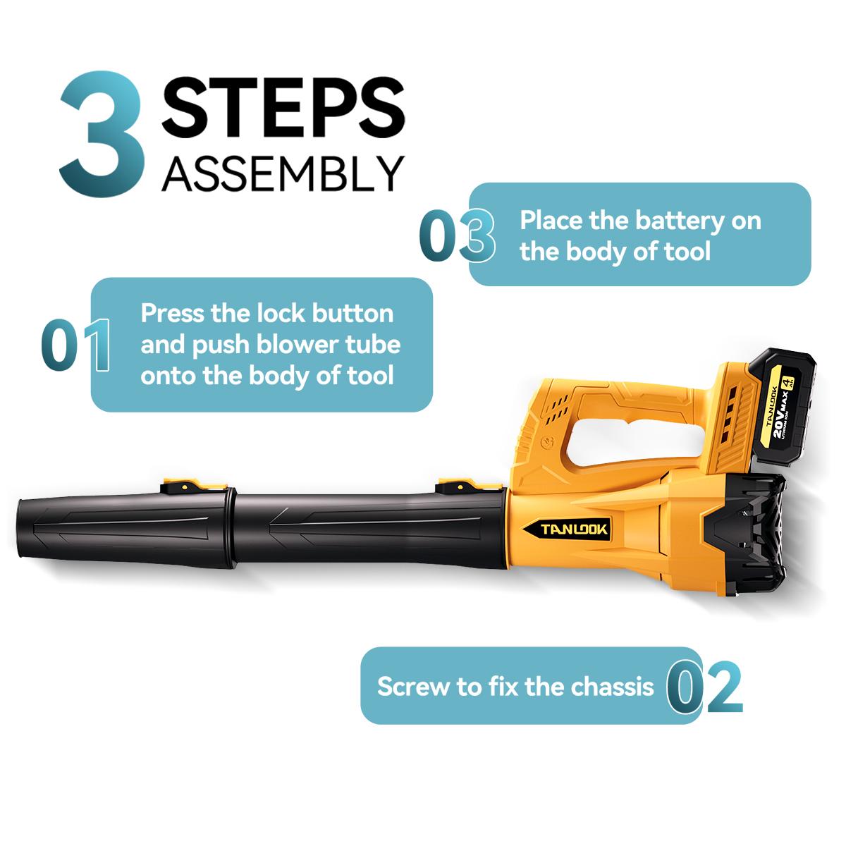 TANLOOK High-Power Electric Leaf Blower - 580 CFM 160 MPH, 2&times;4Ah Batteries Included, Speed Adjustable - High Airflow for Blowing Leaves & Snow - Ideal Garden Tool for Autumn/Winter Care HC1