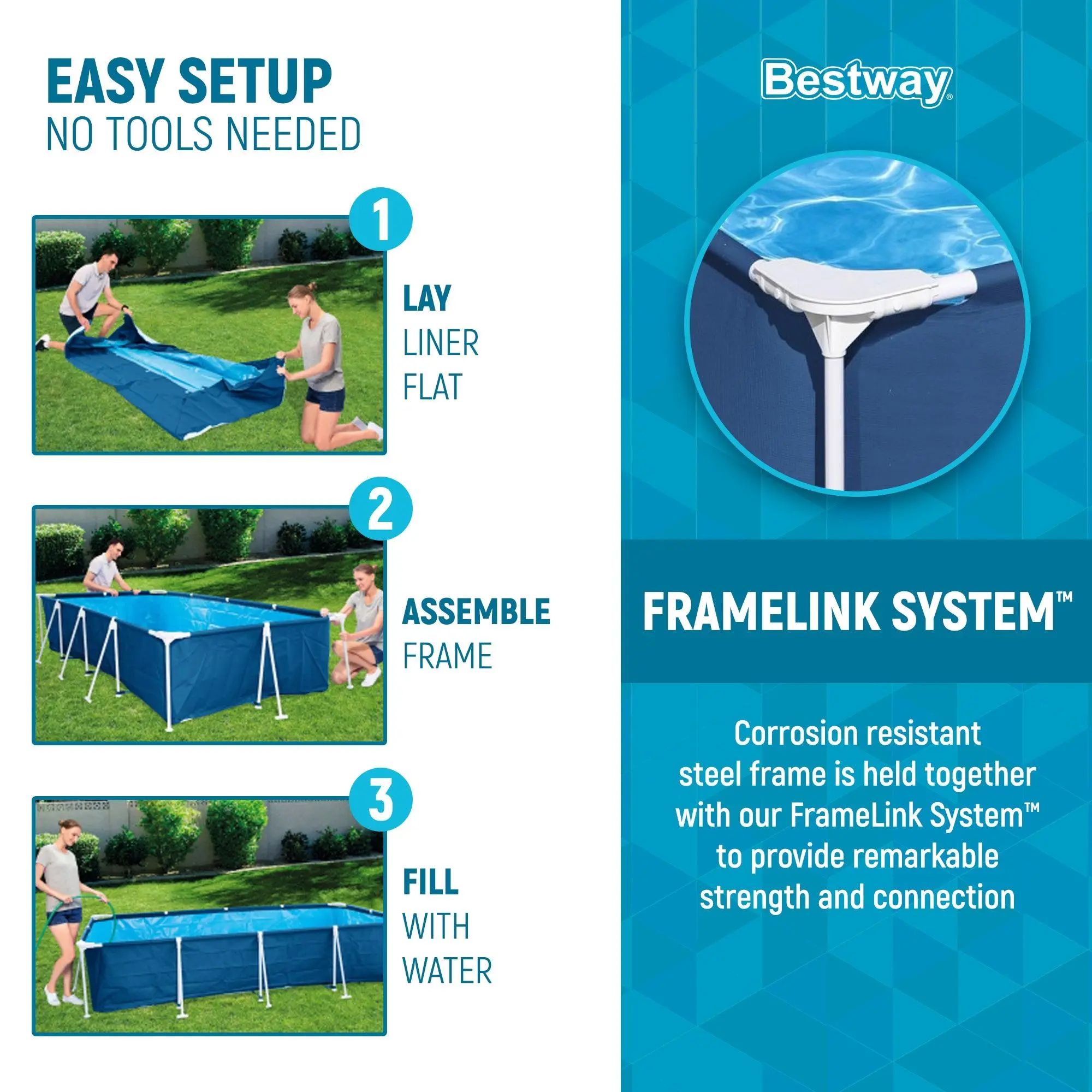 Piscina rectangular Bestway Steel Pro de 8,5' x 67' x 24'
