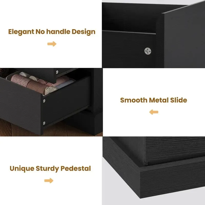 Cómoda doble moderna Sikaic de 8 cajones - Diseño sin tiradores
