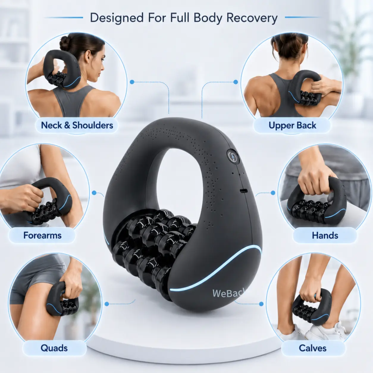 [Regalo para el Día del Padre] El masajeador eléctrico manual WeBack ofrece alivio para todo el cuerpo, actuando sobre los tejidos profundos y los músculos mediante rotación a 3 velocidades.