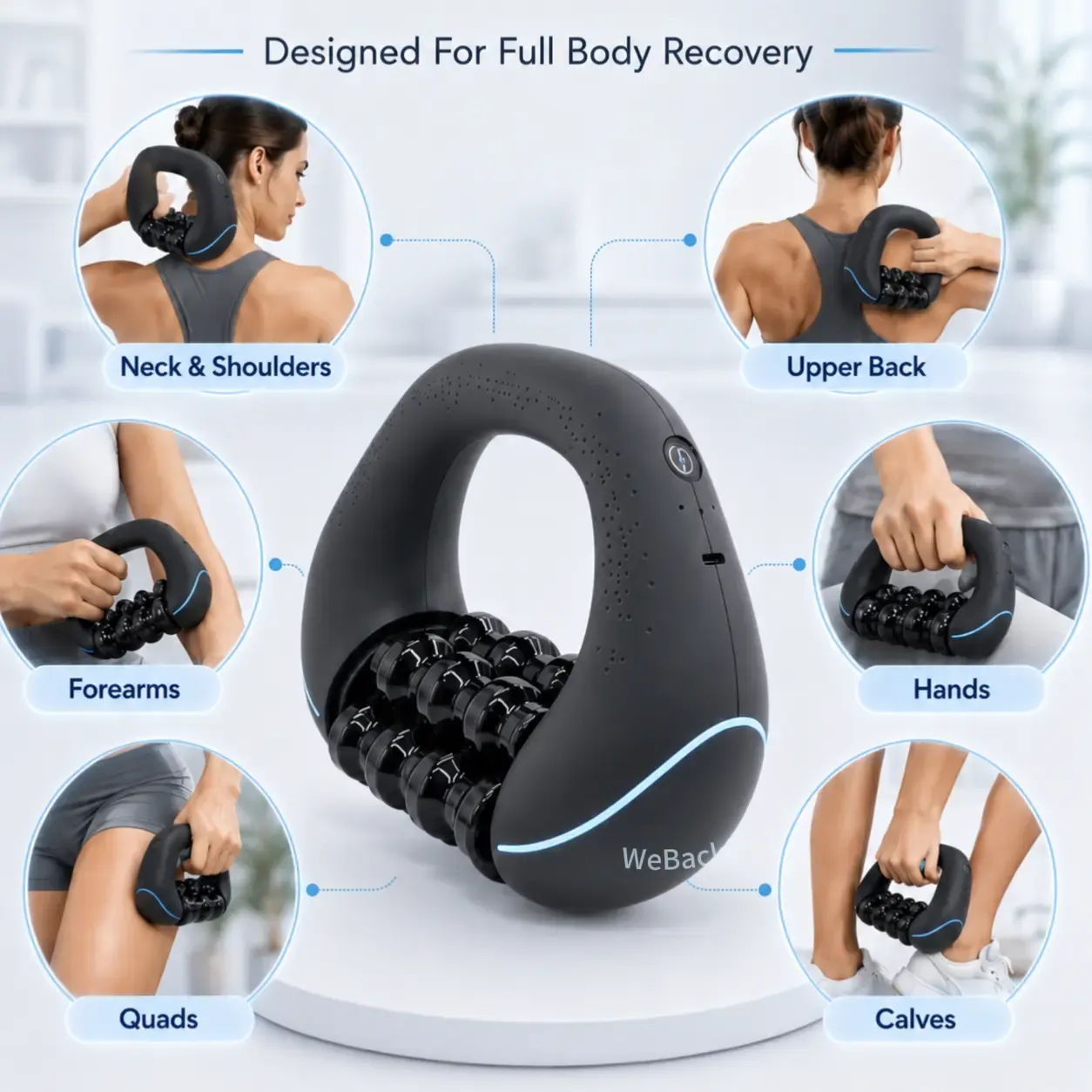 [Regalo para el Día del Padre] El masajeador eléctrico manual WeBack ofrece alivio para todo el cuerpo, actuando sobre los tejidos profundos y los músculos mediante rotación a 3 velocidades.
