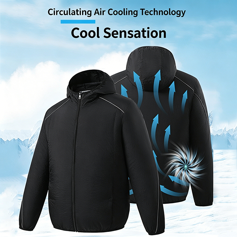 Jacket with Fan Men Hood Long Sleeved