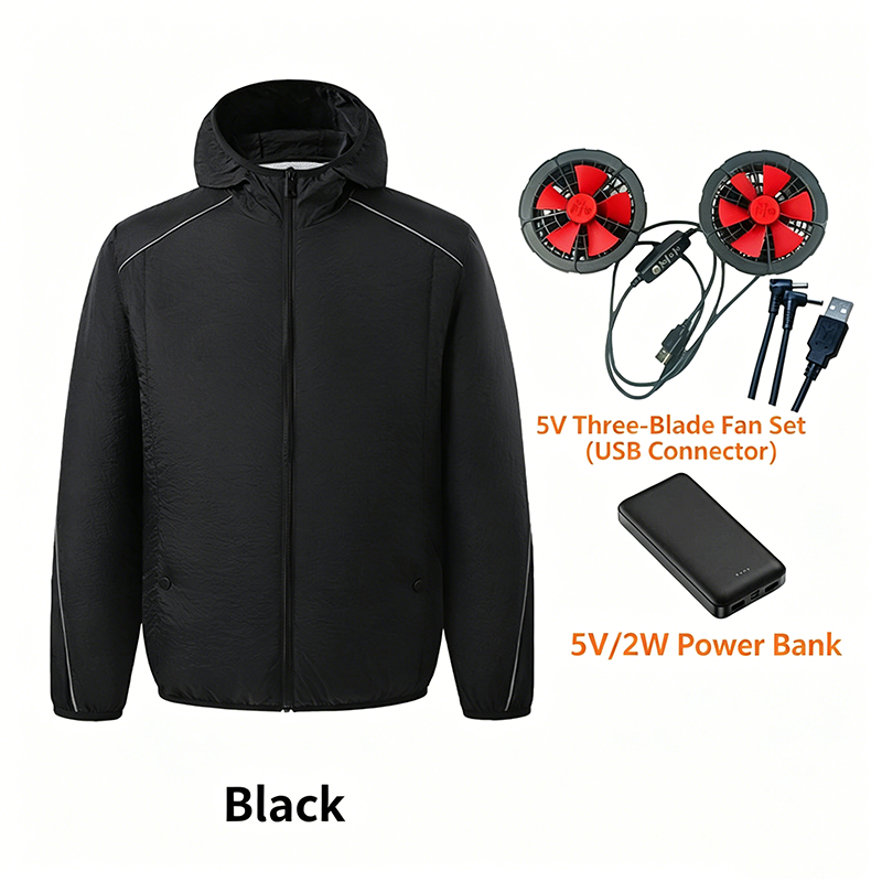 Jacket with Fan Men Hood Long Sleeved