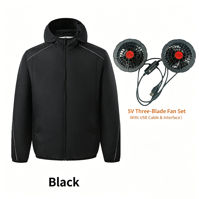 Jacket with Fan Men Hood Long Sleeved