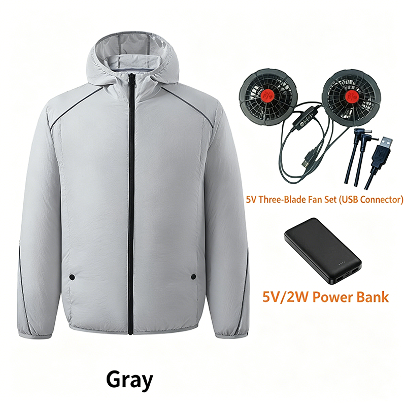 Jacket with Fan Men Hood Long Sleeved