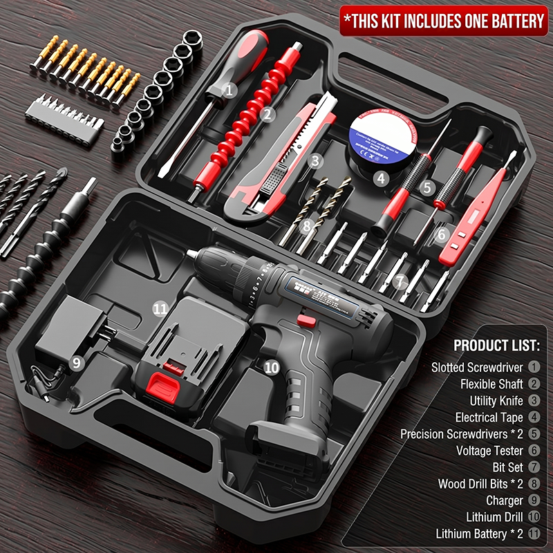 Multifunctional Household Electric Drill And Repair Tool Set