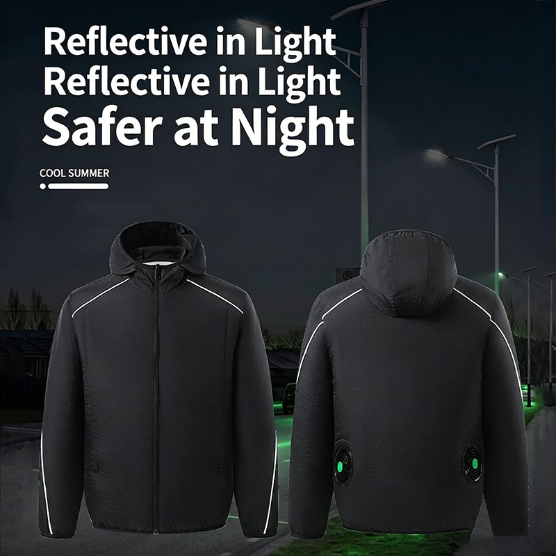 Jacket with Fan Men Hood Long Sleeved