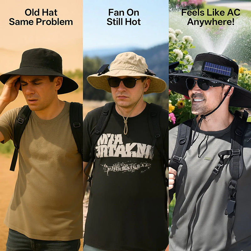 Wide Brim Solar Fan Outdoor Fishing Hat