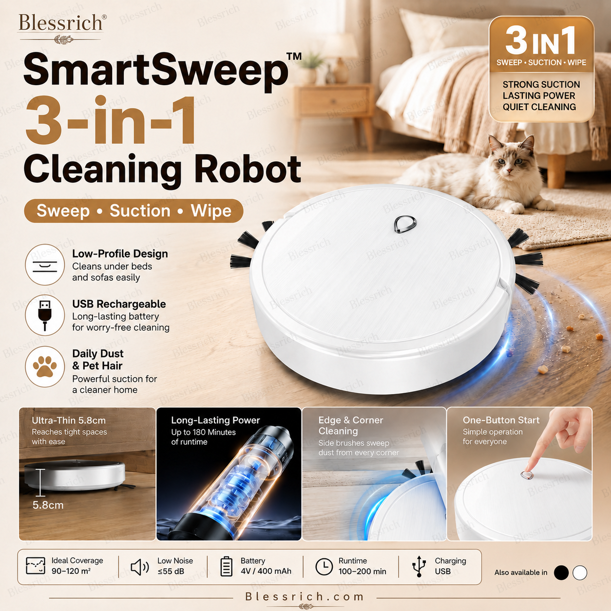 🔥 LAST DAY: 50% OFF 3-in-1 Robot Vacuum Cleaner