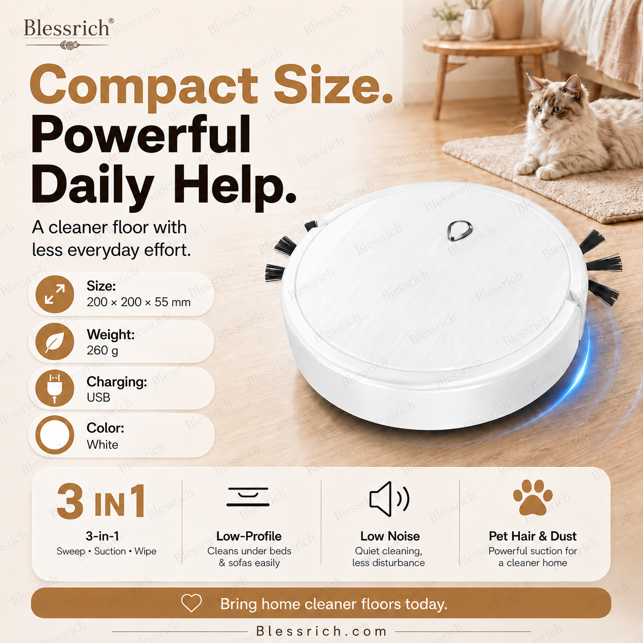 🔥 LAST DAY: 50% OFF 3-in-1 Robot Vacuum Cleaner